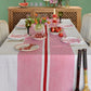 Handcrafted, by Aqua Door Designs, Pink & Red Tennis Stripe Linen Tablecloth - SYDNEY delivery only with this product!