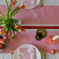 Handcrafted, by Aqua Door Designs, Pink & Red Tennis Stripe Linen Tablecloth - SYDNEY delivery only with this product!