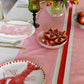 Handcrafted, by Aqua Door Designs, Pink & Red Tennis Stripe Linen Tablecloth - SYDNEY delivery only with this product!